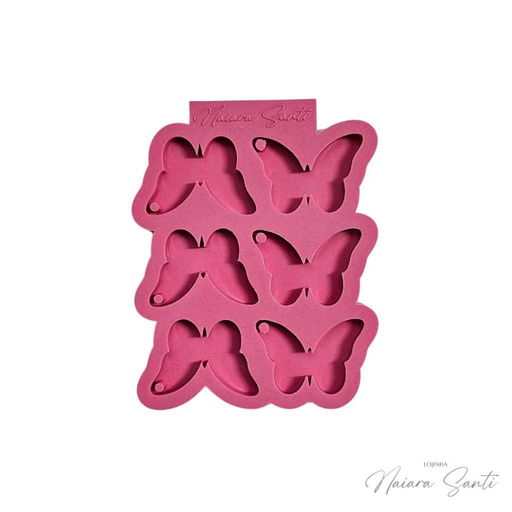 Molde de Silicone para Resina | Molde Resina | Molde  Borboletas com Furo 6 Cavidades
