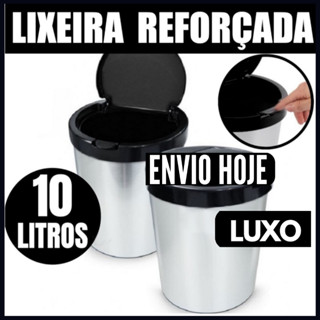LIXEIRA CESTO DE LIXO 10 LITROS INOX AUTOMÁTICA TAMPA CLICK PARA BANHEIRO COZINHA ESCRITÓRIO QUARTO em Oferta na Shopee