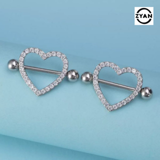 Kit Piercing de Mamilo Coração Cravejado em Zircônia Cristal Aço 316L em Oferta na Shopee