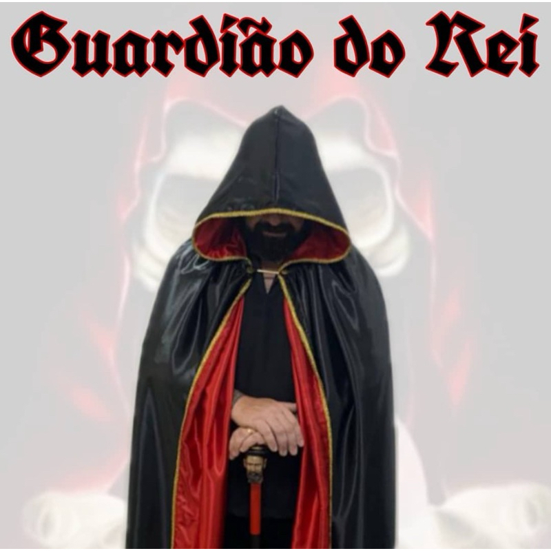 Capa Capuz Exu Tranca Rua - Tiriri - Rei - Pomba Gira Dupla Face Preta e Vermelha acabamento dourado Umbanda Quimbanda