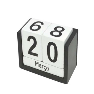 Calendário Permanente Decorativo Cubo De Mesa Madeira (CHIC UTILIDADES)