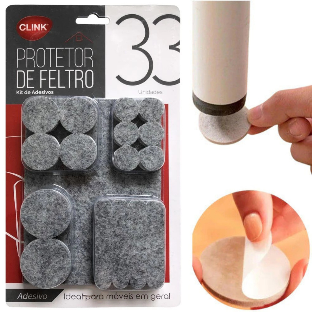 Feltro Adesivo Anti-Risco para Pés de Móveis Clink –Modelos Variados - Protetor para Cadeira, Mesa e Sofá em Oferta na Shopee