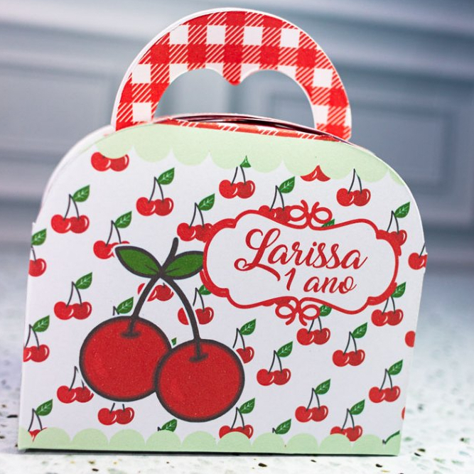 Caixa maleta bolsinha lembrancinha Mimo  Cerejinha - Cereja personalizado festa infantil