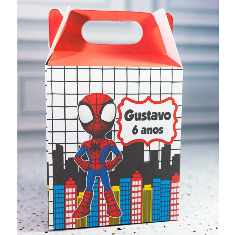 Caixa maleta lembrancinha  Homem aranha Spidey Friends - mimo personalizado festa infantil