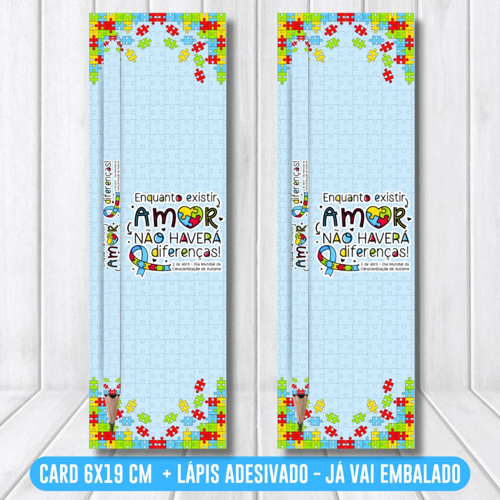 10, 20 Ou 40 Kits Lembrancinha Dia de Conscientização do Autismo Card + Lápis em Oferta na Shopee