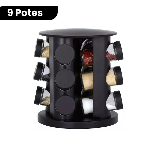 Porta Condimentos Tempero Giratório Preto 9 Potes Vidro Cozinha em Oferta na Shopee