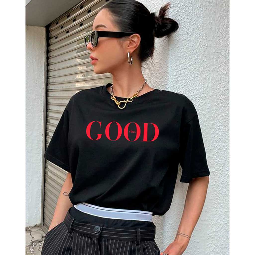 Camiseta Unissex Good Vibes Vintage Confortável Camiseta Blusa Camiseta Estilosa Minimalista do P ao GG