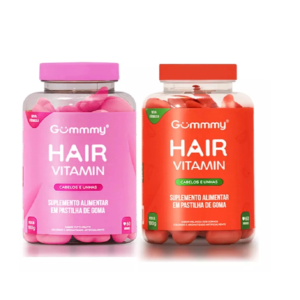 Kit c/2 Potes Gummy Hair Vitamin Melancia + Tutti Frutti