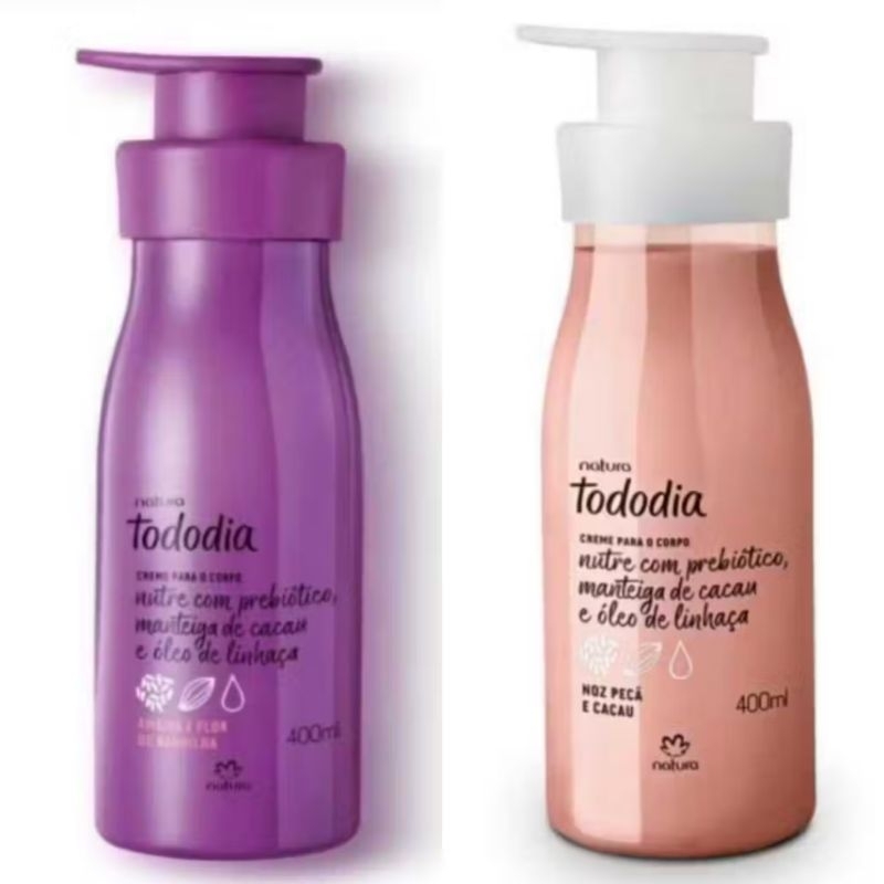 kit hidratante ameixa e flor de baunilha 400ml + hidratante noz pecã e cacau 400ml