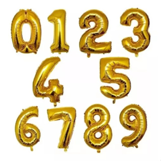 Kit 2 Uni De Balão de Hélio Metalizado Decorativo Números de 0-9 Tamanho 16 Pol Dourado em Oferta na Shopee