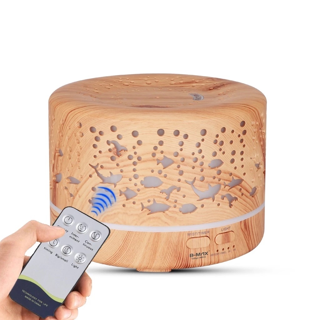 Difusor Aromático Umidificador Controle Remoto com 7 Leds Cromoterapia Timer 500ml