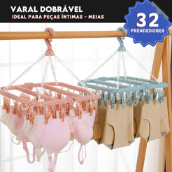 Varal de Roupas Íntimas Dobravel Com 32 Prendedores - Meias, Calcinhas e Cuecas - BNVT