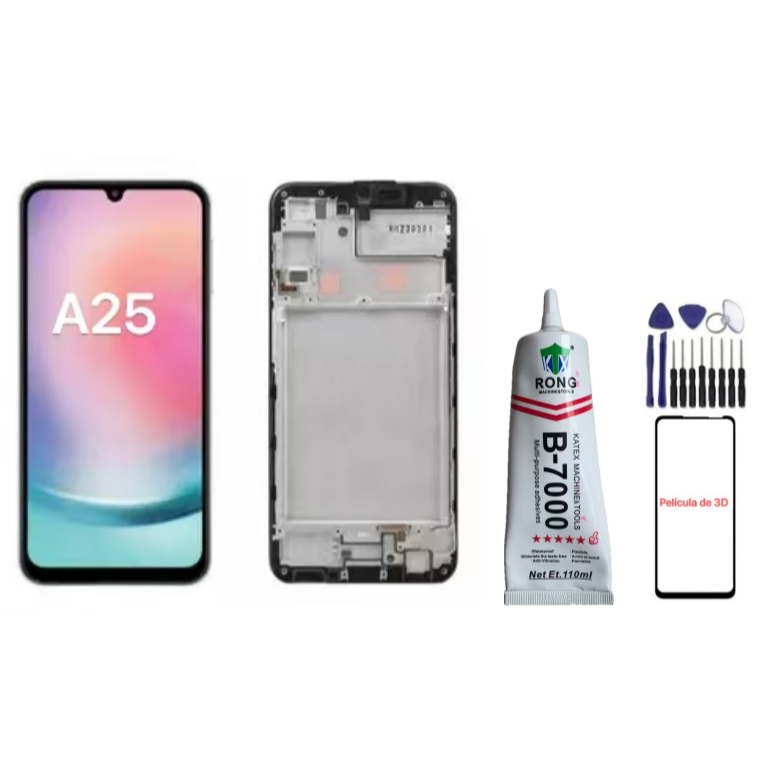 Frontal Touch Lcd Display Tela Compatível Galaxy A25 5G A256 Sem Aro / Com Aro