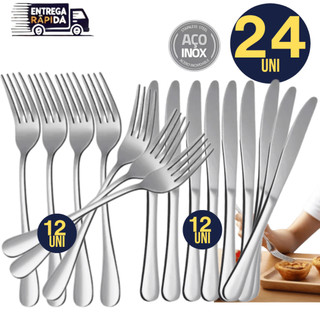 Kits 24/12 Unidades Talheres Premium 12/6 Faca 12/6 Garfo Inox Premium Casa Cozinha Restaurante Buffet Qualidade Máxima
