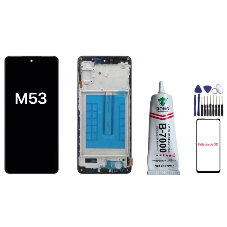 Frontal Touch Lcd Display Tela Compatível Galaxy M53 5G M536B Incell / Oled Com Aro