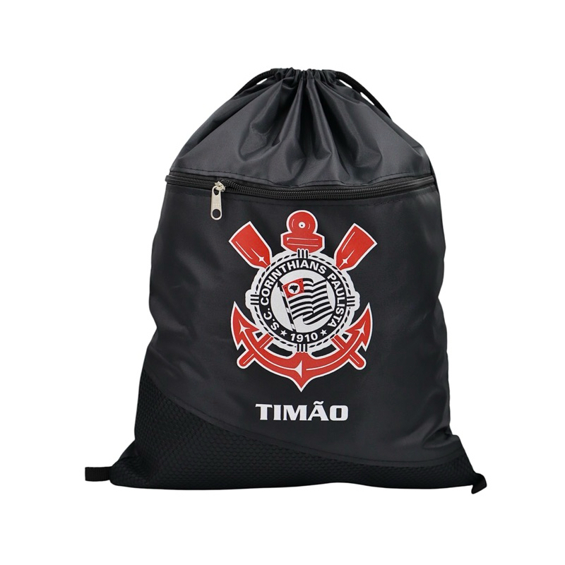 Mochila Saco Time Corinthians Fecho Cordão Nylon
