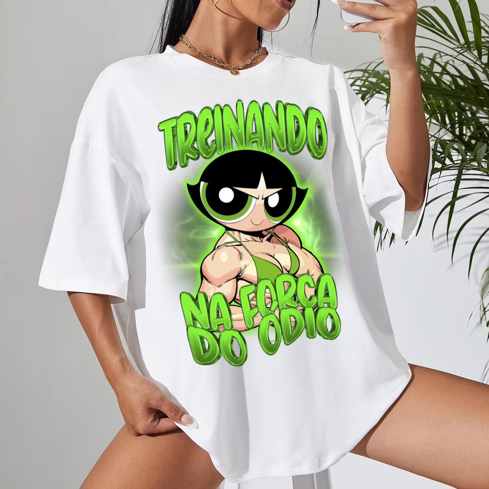 Camiseta Feminina Treinando na Força do Ódio  Gola redonda Camisa Casual 100% Algodão Premium Lançamento Minimalista
