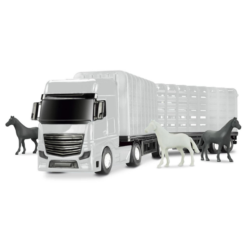 Promoção Brinquedo Carreta Carrinho Caminhão Petroleum Haras C/ 6 Animais Cavalos Divertidos Em Plástico Resistente Kids — imagem 2 de 2
