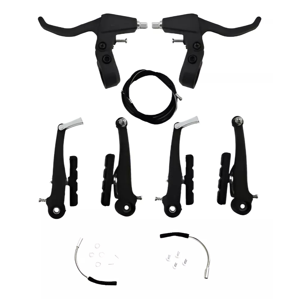 Freio V-brake Em Nylon Preto Mtb Bike C/ Manete