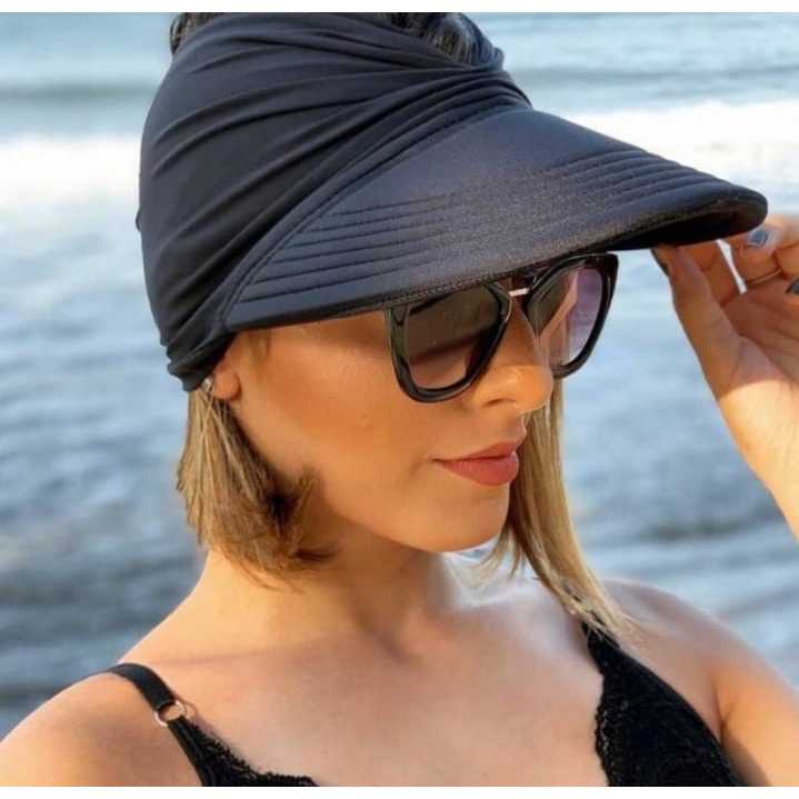 Viseira turbante de praia com proteção solar 50 UV esporte clube piscina