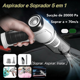 Aspirador e Soprador Portátil 5 em 1 - Alta Potência e Multifuncional para Limpeza Comple…