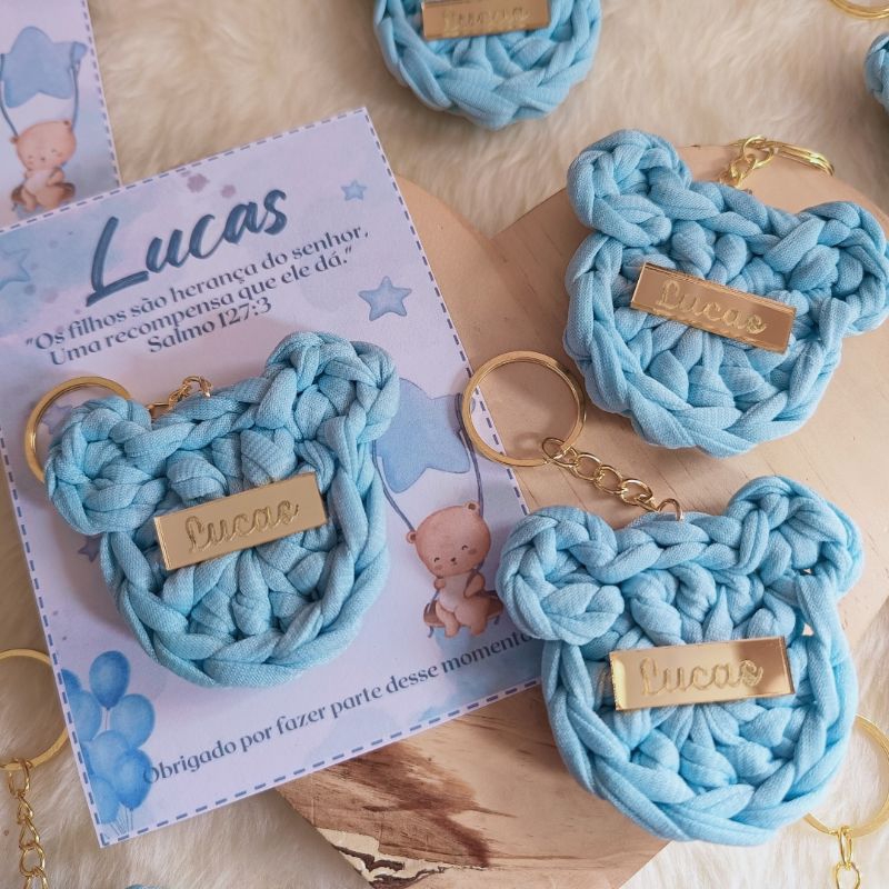 Chaveiro de Crochê Personalizado Lembrancinha Maternidade Batizado Aniversário