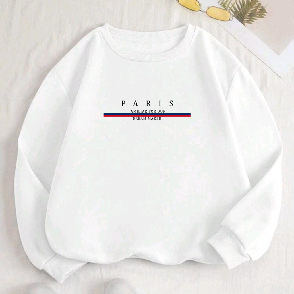 Moletom Sem Capuz Estampa Paris Blusa de Frio Flaneladom Com Punho Masculino Feminina