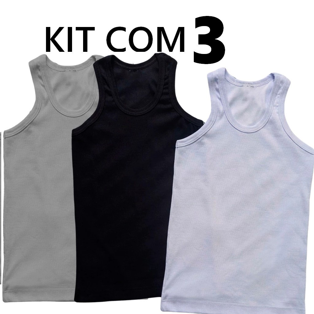 Kit 3 Regatas Masculinas Canelada de Academia Estilo Slim Fit Confortável