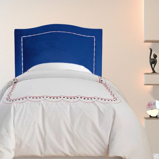 Cabeceira Cama Box  Solteiro Línea  Veludo Azul Marinho