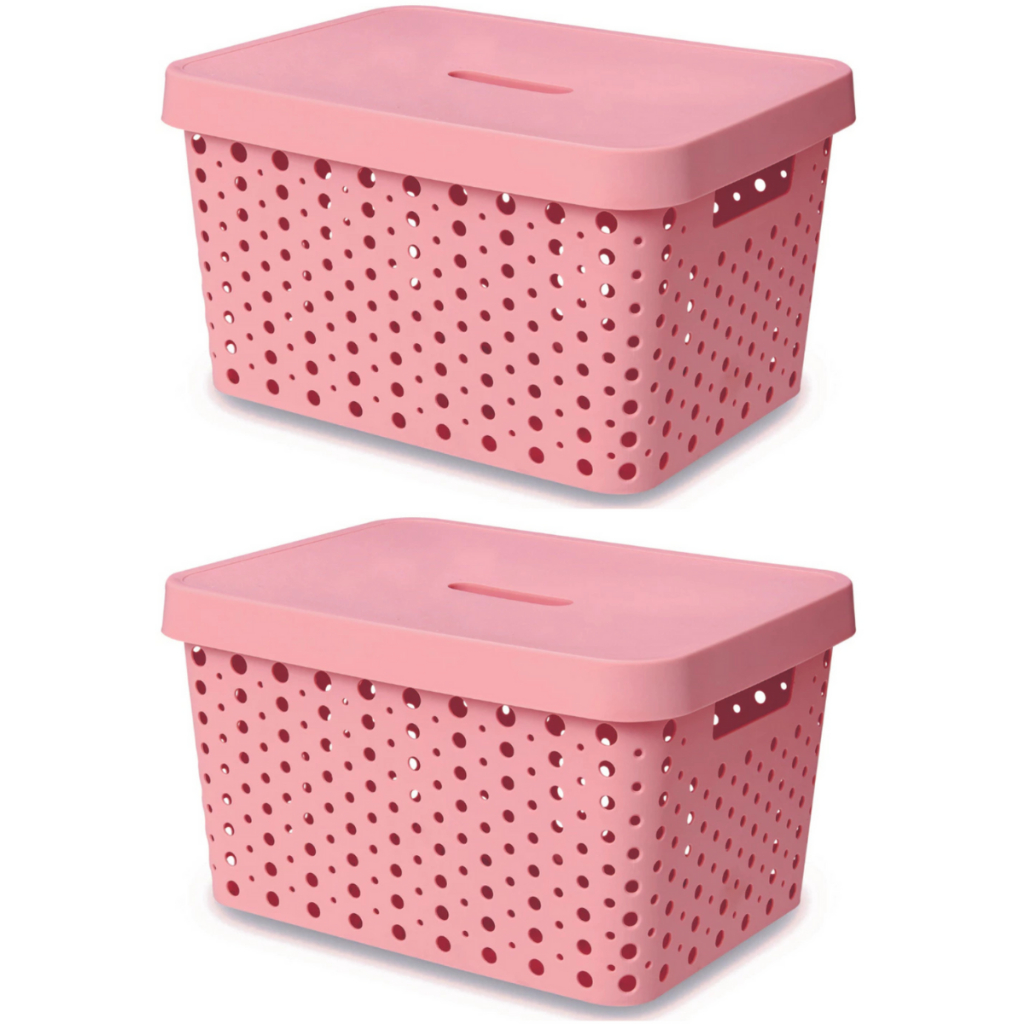 Kit 2 Cestos Organizadores 17 Litros Caixa Organizadora 36x27x20 Cesta Multiuso em Oferta na Shopee
