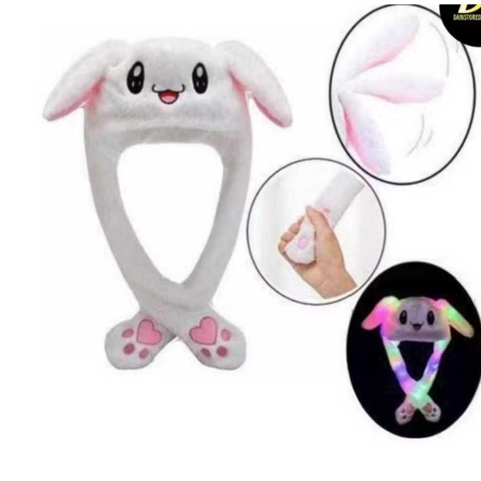 Touca Bichinhos   de Pelúcia   Levanta Orelhas C LED  Colorido  Gorro  de Inverno Unissex