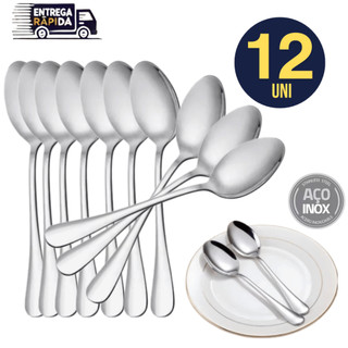 Conjunto 12 Pçs Colheres de Inox Premium Colher Alta qualidade casa Cozinha Buffet Restaurante Bar Variáveis Utilidades