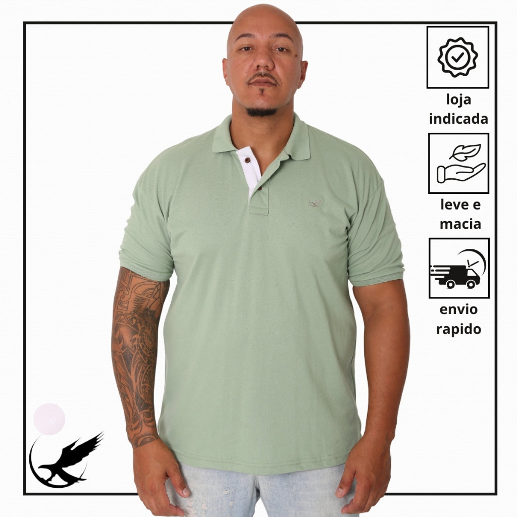 Camisa Masculina Gola Polo Piquet Luxo Plus Size g1 g2 g3 Original Robles em Oferta na Shopee