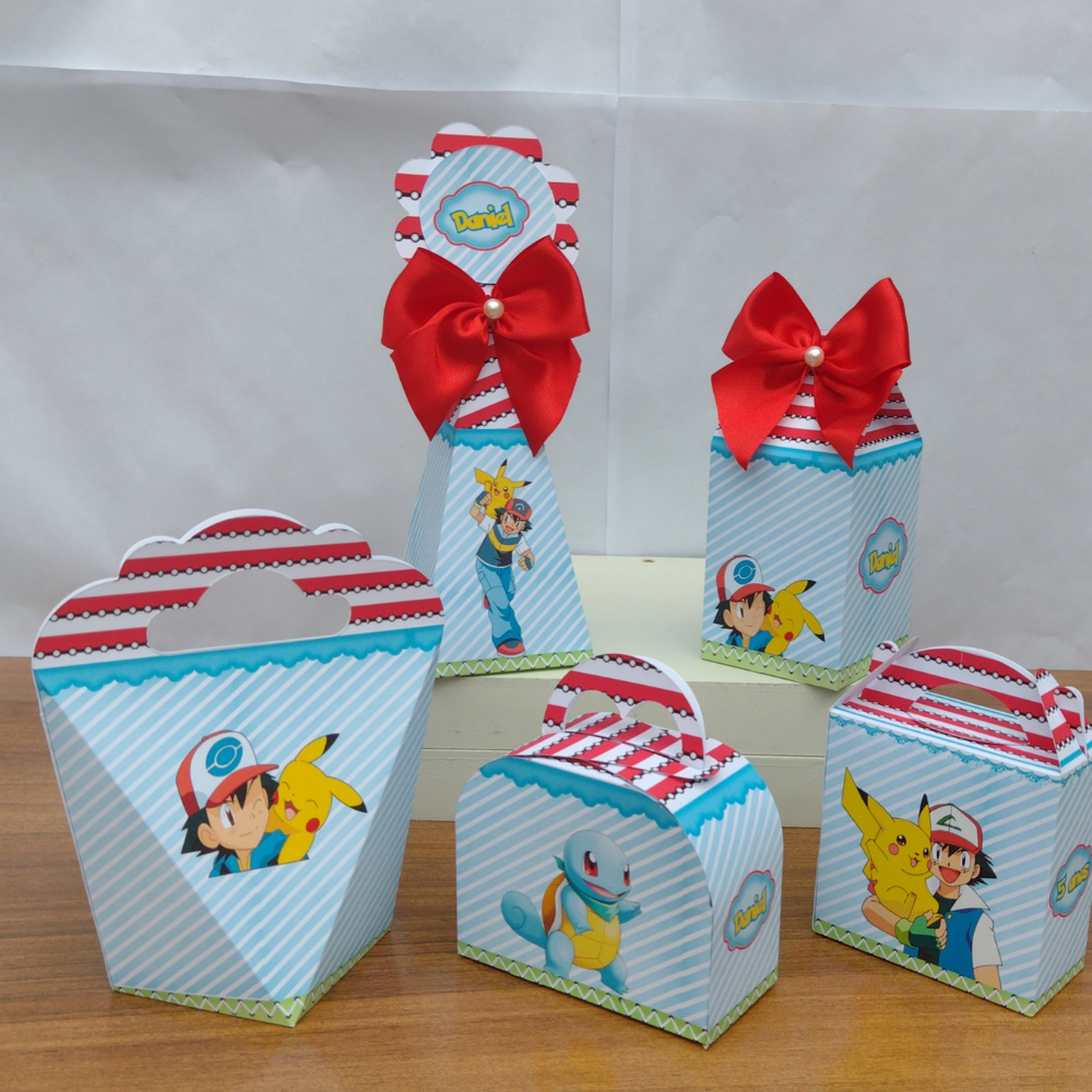 MONTE EM CASA - Kit Festa Personalizados Pokémon Lembrancinhas Caixinhas para Aniversário