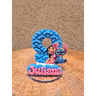 Vela de Aniversário Lilo & Stitch em Biscuit com nome e pavio em Oferta na Shopee