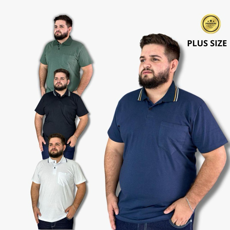 Camisa Gola Polo Com Bolso Algodão Malha Fio 30 Manga Curta Moda Masculina Estilo Casual Tamanho Grande Plus Size