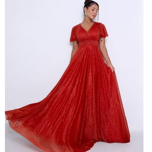 Vestido Longo, com brilhos, para Festas de casamento, aniversário, formaturas, com brilhos em Oferta na Shopee