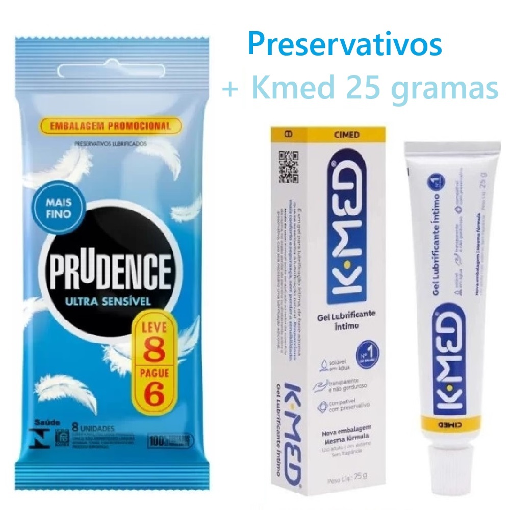 Pack Preservativo Prudence Ultra Sensivel com Lubrificante + Kmed 25 gramas em Oferta na Shopee