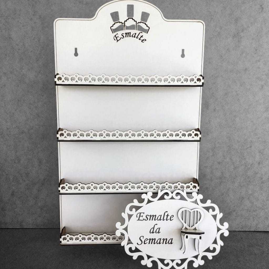Porta Esmalte Modelo Novo Vazado em mdf branco de 3mm Expositor + SUPER ESMALTE DA SEMANA em Oferta na Shopee