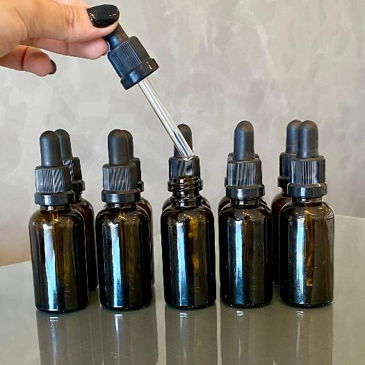 10 Fracos Conta Gotas 30ml Vidro Âmbar E Tampa Com Lacre Preta