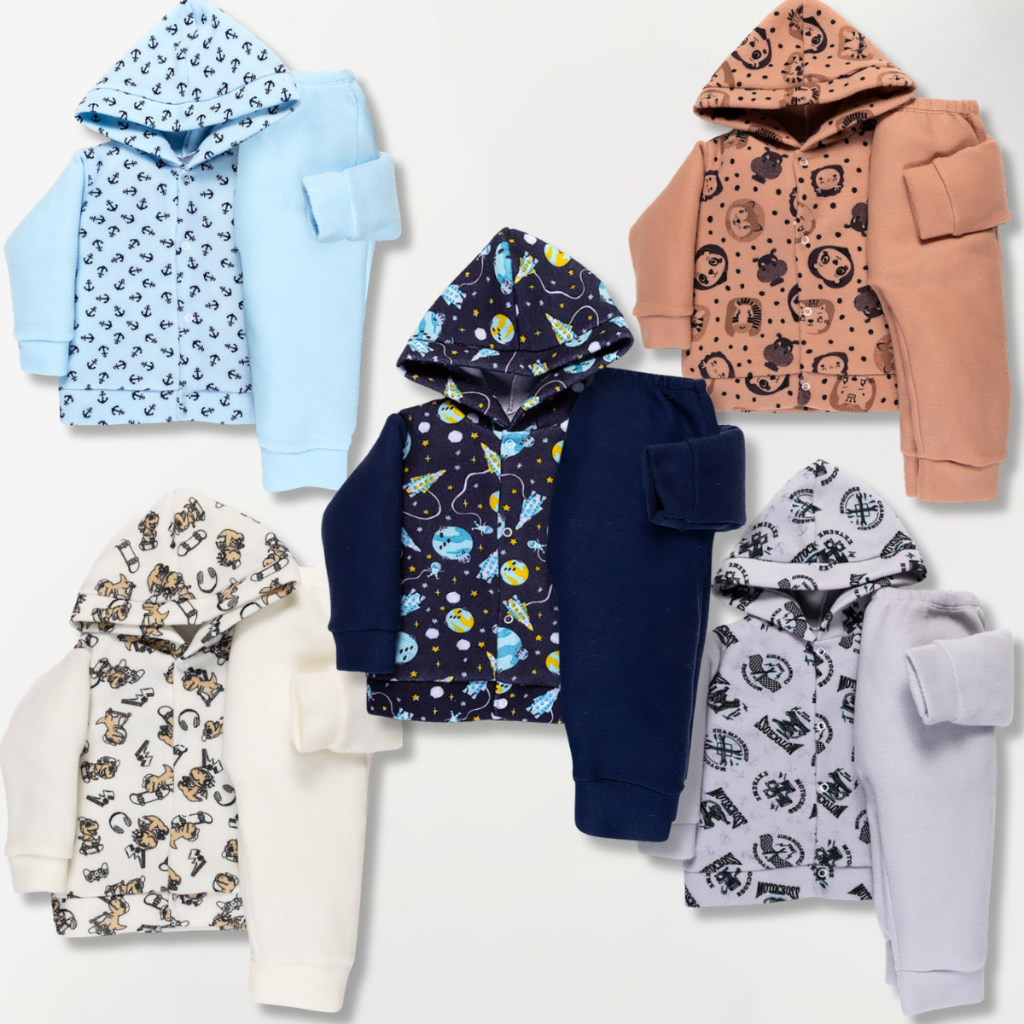 Kit 5 Conjunto Soft Infantil Inverno Menino 1 Ao 3