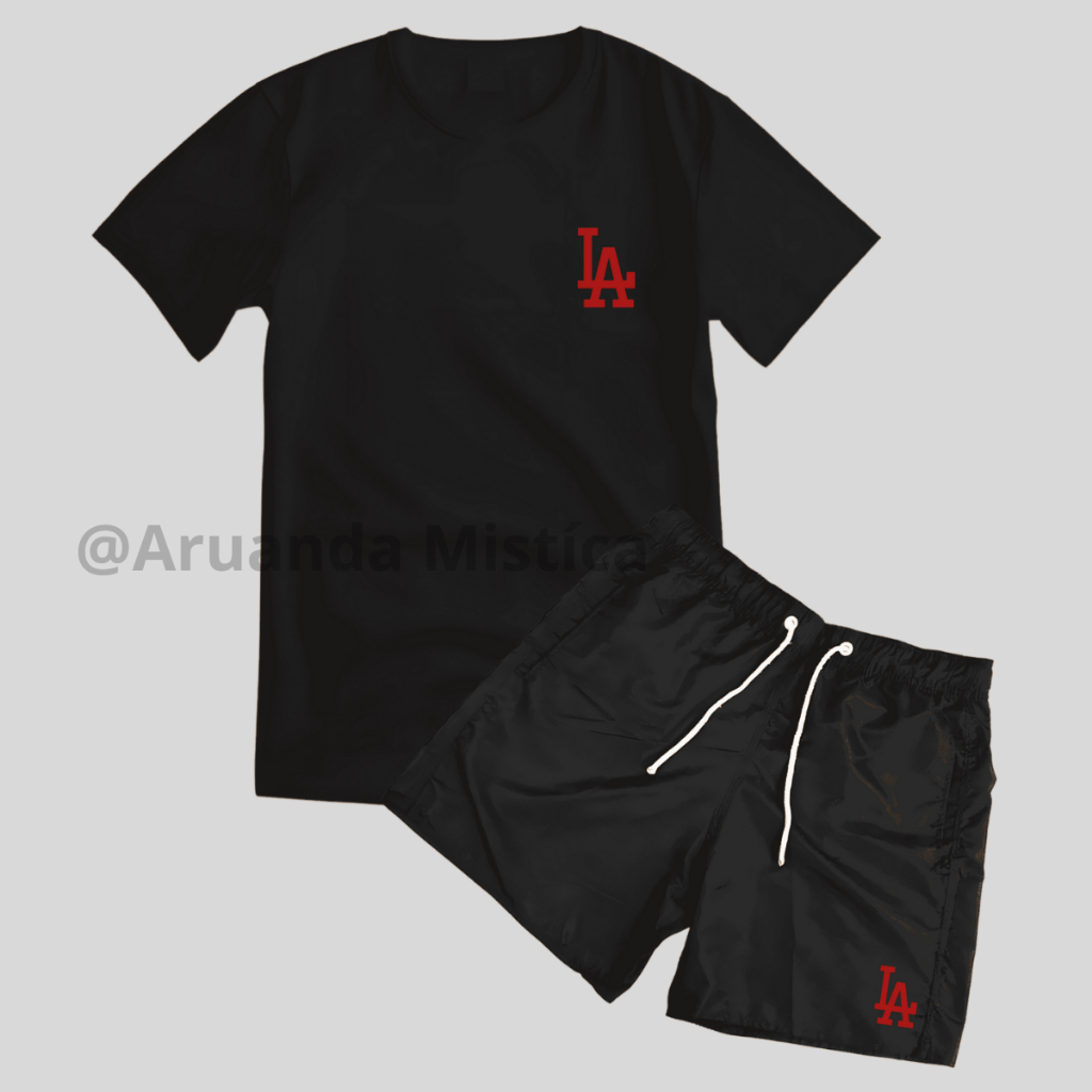 Kit Bermuda tectel e camiseta  Masculina 100% Algodão street wear Short Mauricinho