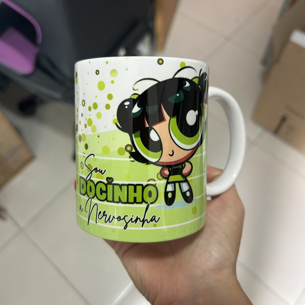 caneca super poderosas docinho florzinha lindinha personalizada presente