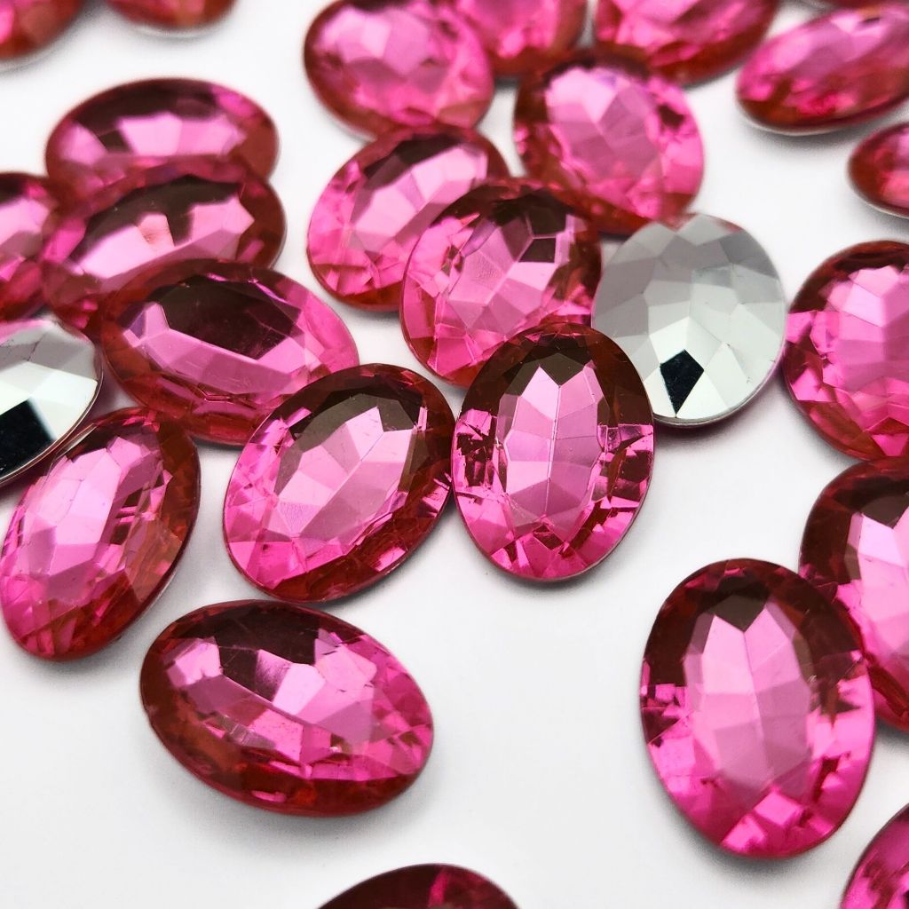 Chaton Oval 13x18mm - Rosa Chiclete - Base Irregular