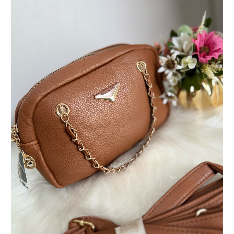 Bolsa Feminina Pequena Alça Corrente + Alça Transversal Casual Festa Elegante.