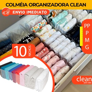 Kit com 10 Colmeia Organizadora de Gaveta Clean Transparente PP, P, M, G para Gavetas e Closet em Oferta na Shopee