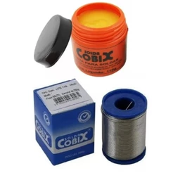 Solda Estanho 1mm 60x40 Rolo 250g + Pasta Para Solda - Cobix