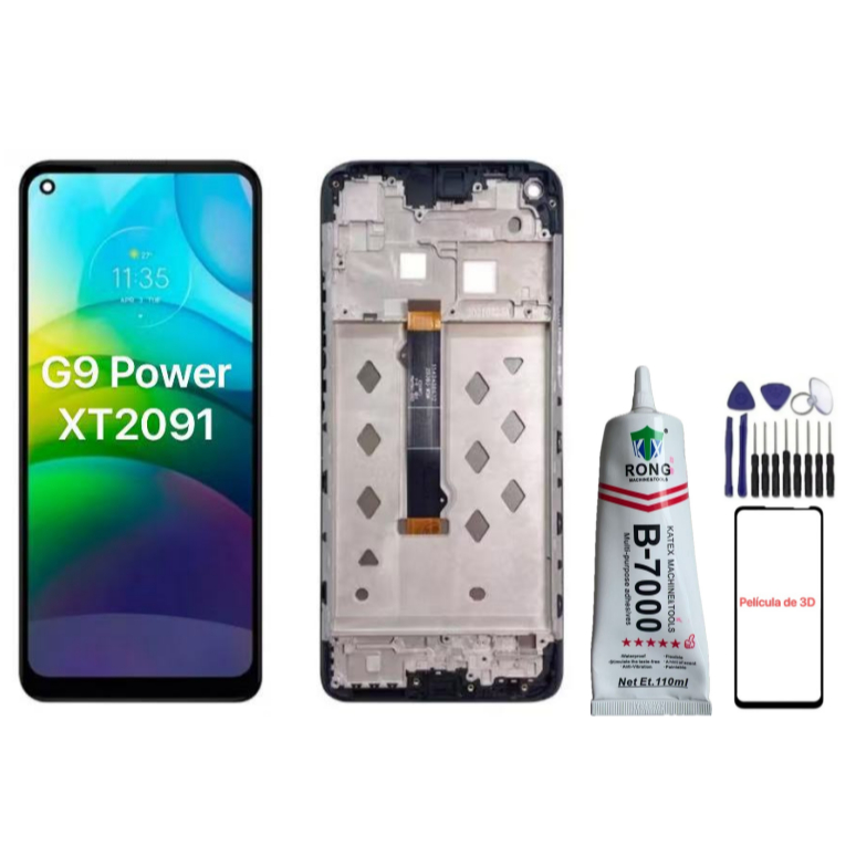Tela Frontal Display Touch Lcd Moto G9 Power Xt2091 Com Aro E Sem Aro - A Pronta Entrega