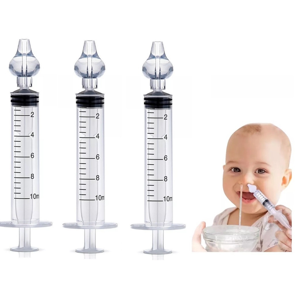 Kit 3 Seringas Lavagem Higienização Nasal Catarro Sinusite Bico Silicone em Oferta na Shopee