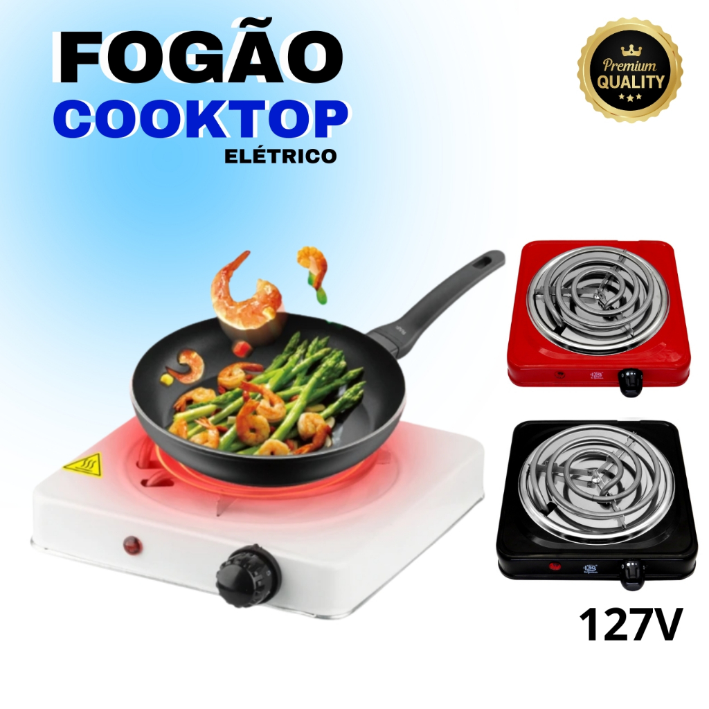 Fogão Fogareiro Cooktop Elétrico Portátil Camping 1 Boca 127V 1000 W